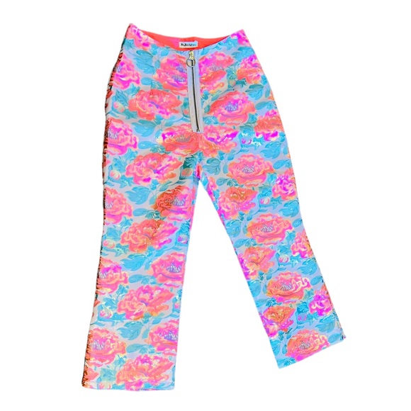 For Love & Lemons Floral High Wasted Capri Pants Size S Zipper Front Closure - Picture 1 of 10